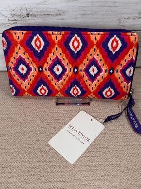 Bella Taylor Zip To It Wallet Somerset Orange Purple Geometric NWT